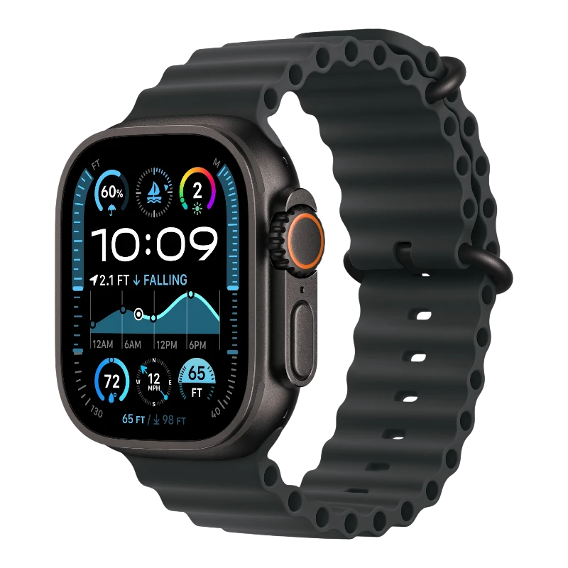 Apple Watch Ultra 2, 49 мм, корпус из титана, ремешок Ocean черного цвета