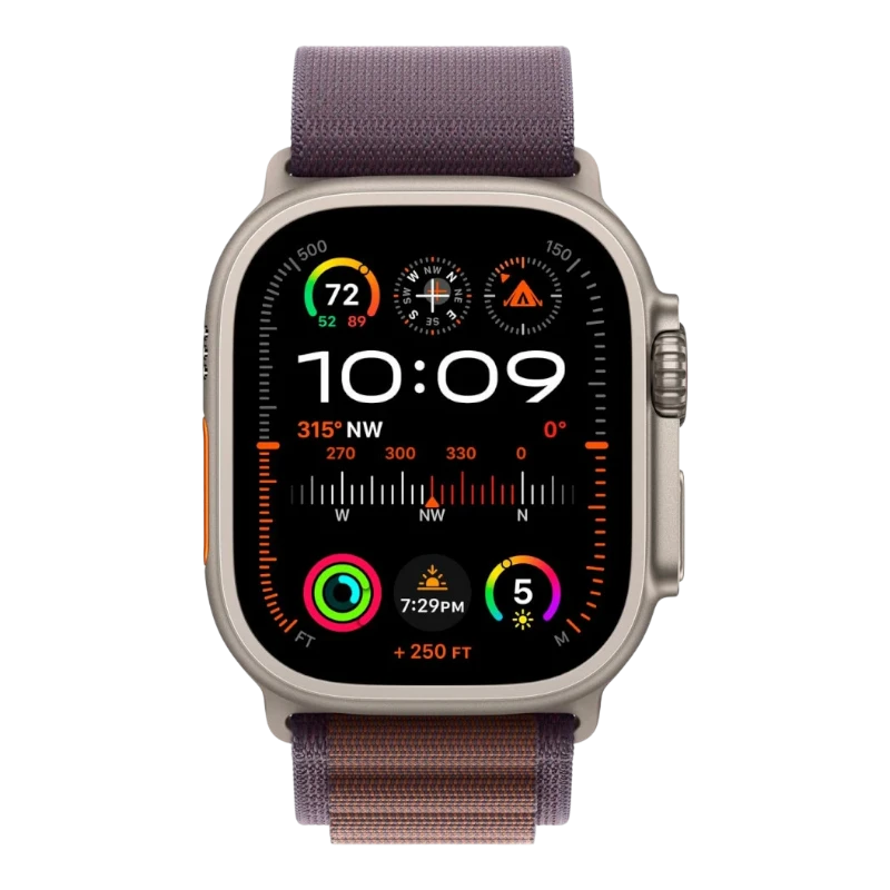 Apple Watch Ultra 2 49mm Natural Titanium Case with Alpine Indigo