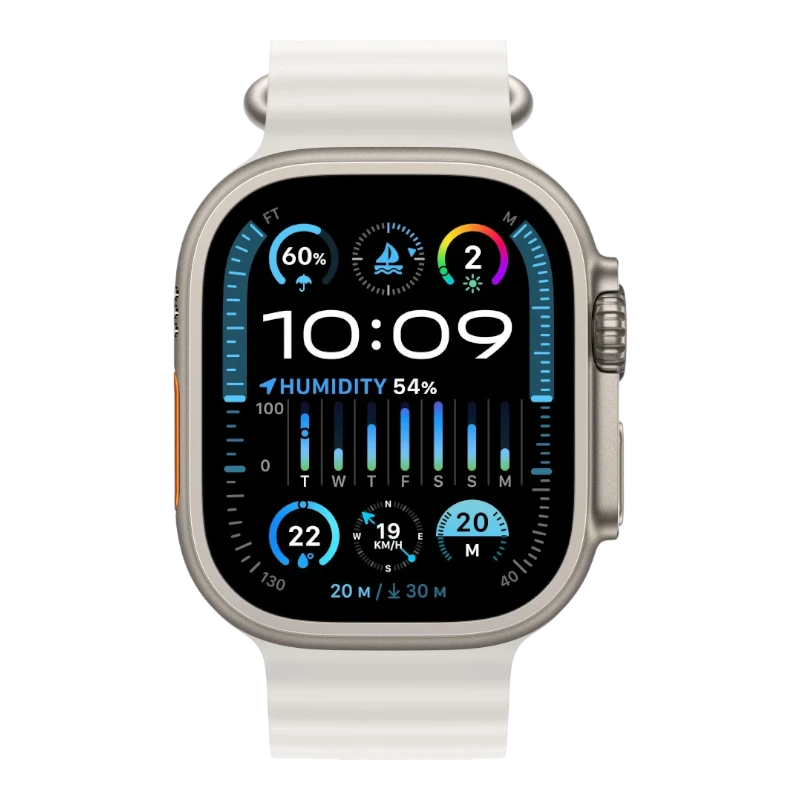 Apple Watch Ultra 2 49mm Natural Titanium Case with Ocean White