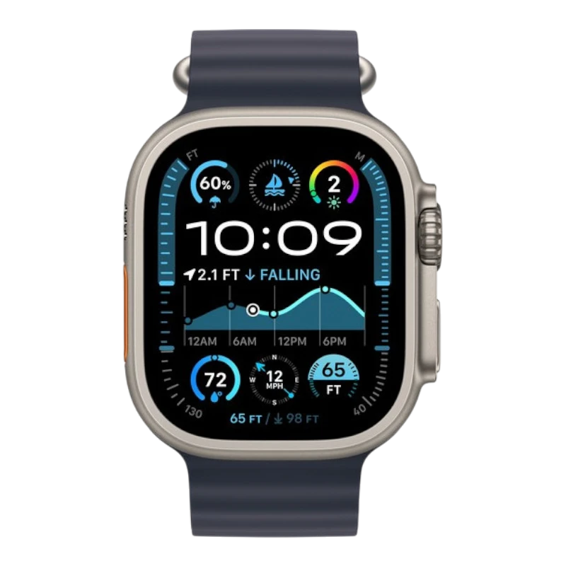 Apple Watch Ultra 2 49mm Natural Titanium Case with Navy Ocean
