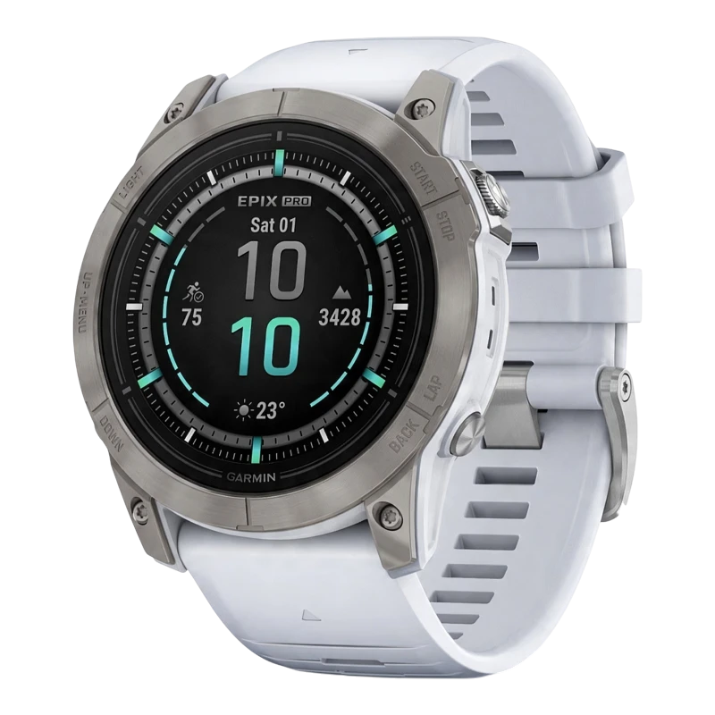 Garmin Epix Pro Gen 2 Sapphire 51 мм, титановый белый, DLC, белый силиконовый ремешок