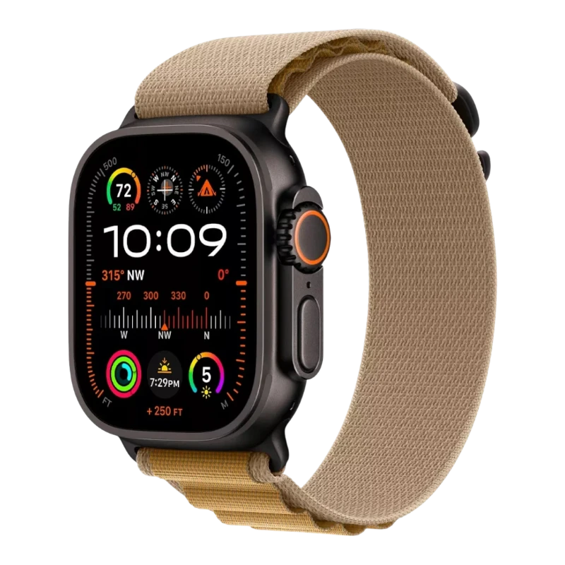 Apple Watch Ultra 2 49mm Black Titanium Case with Alpine Tan