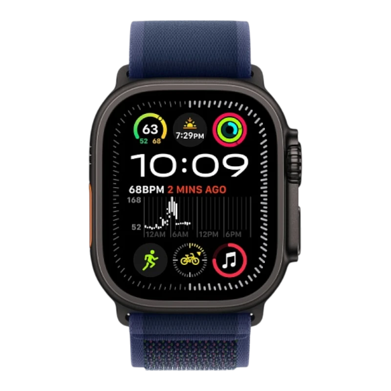 Apple Watch Ultra 2 49mm Black Titanium Case with Trail Blue