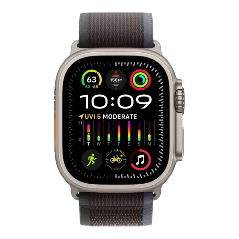 Apple Watch Ultra 2 49mm Natural Titanium Case with Trail Blue Black