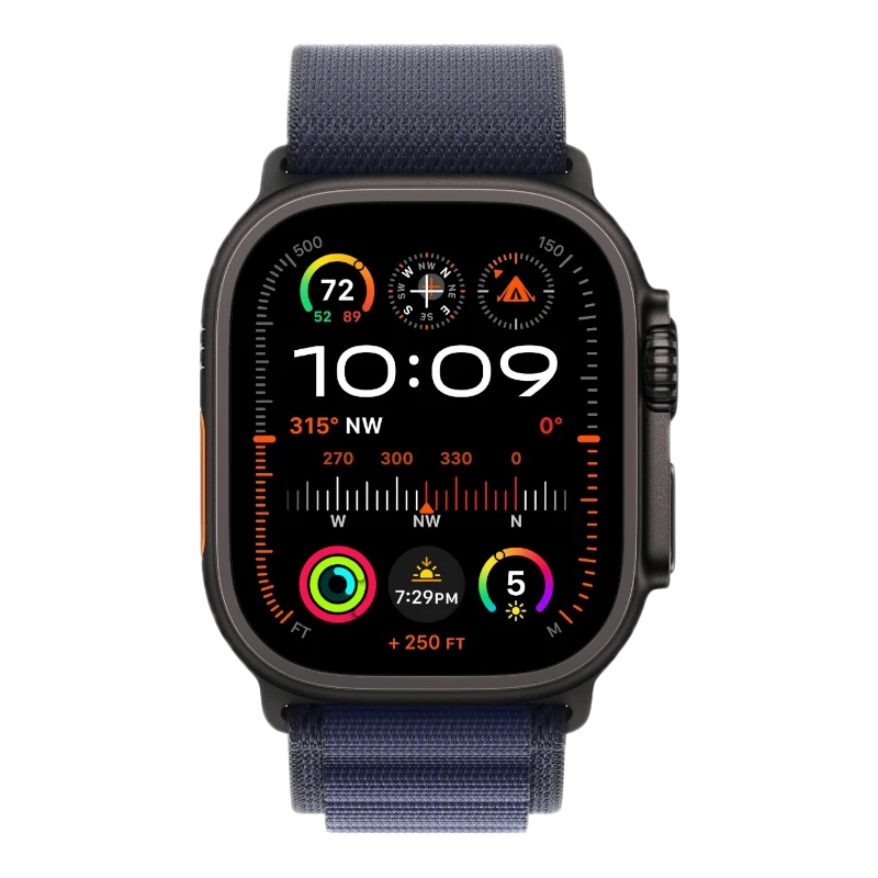 Apple Watch Ultra 2 Black Titanium Case with Alpine Navy