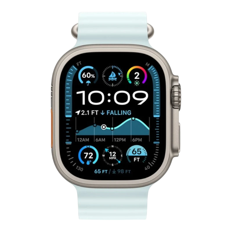 Apple Watch Ultra 2 49mm Natural Titanium Case with Ice Blue