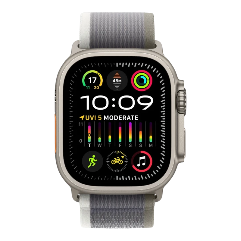 Apple Watch Ultra 2 49mm Natural Titanium Case with Trail Green Gray