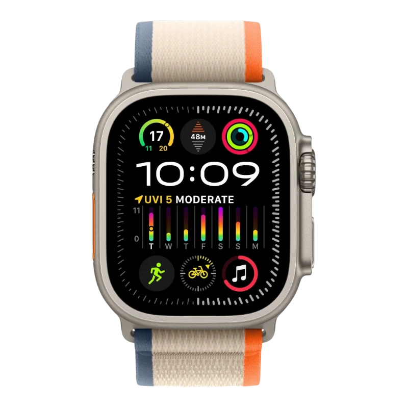 Apple Watch Ultra 2 49mm Natural Titanium Case with Trail Orange Beige
