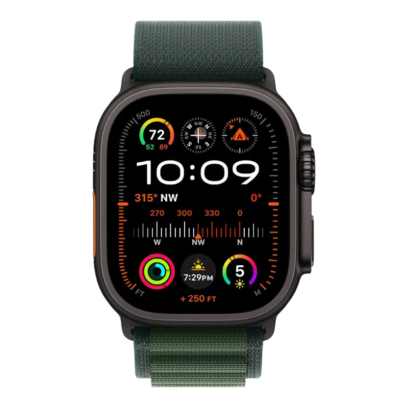 Apple Watch Ultra 2 49mm Black Titanium Case with Alpine Green