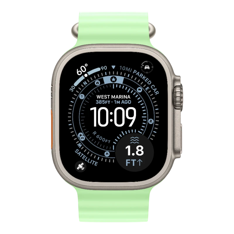 Apple Watch Ultra 3 Natural 49mm Ocean Band Neon green