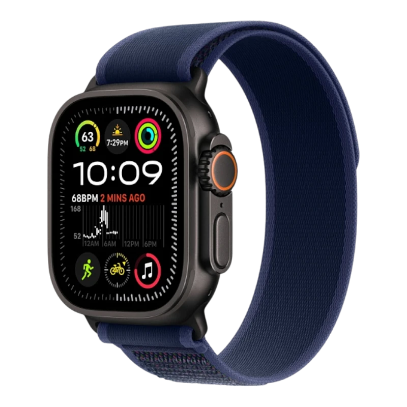 Apple Watch Ultra 2, 49 мм, корпус из титана, ремешок Trail синего цвета