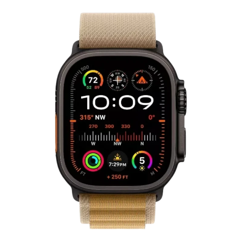 Apple Watch Ultra 2 49mm Black Titanium Case with Alpine Tan