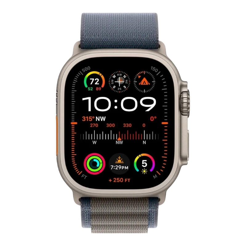 Apple Watch Ultra 2 49mm Natural Titanium Case with Alpine Blue